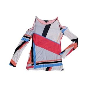 ARMANI EXCHANGE Abstract Multi-color cold shoulder top